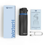 WaterH BOOST Stainless Steel Triple Wall Insulated Smart Water Bottle, 24 oz., Black (B003-24OZ-BK)
