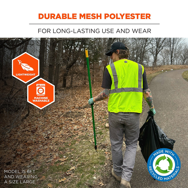 GloWear 8205HL-ECO High Visibility Sleeveless Vest, ANSI Type R Class 2, Lime, XS, (21981)