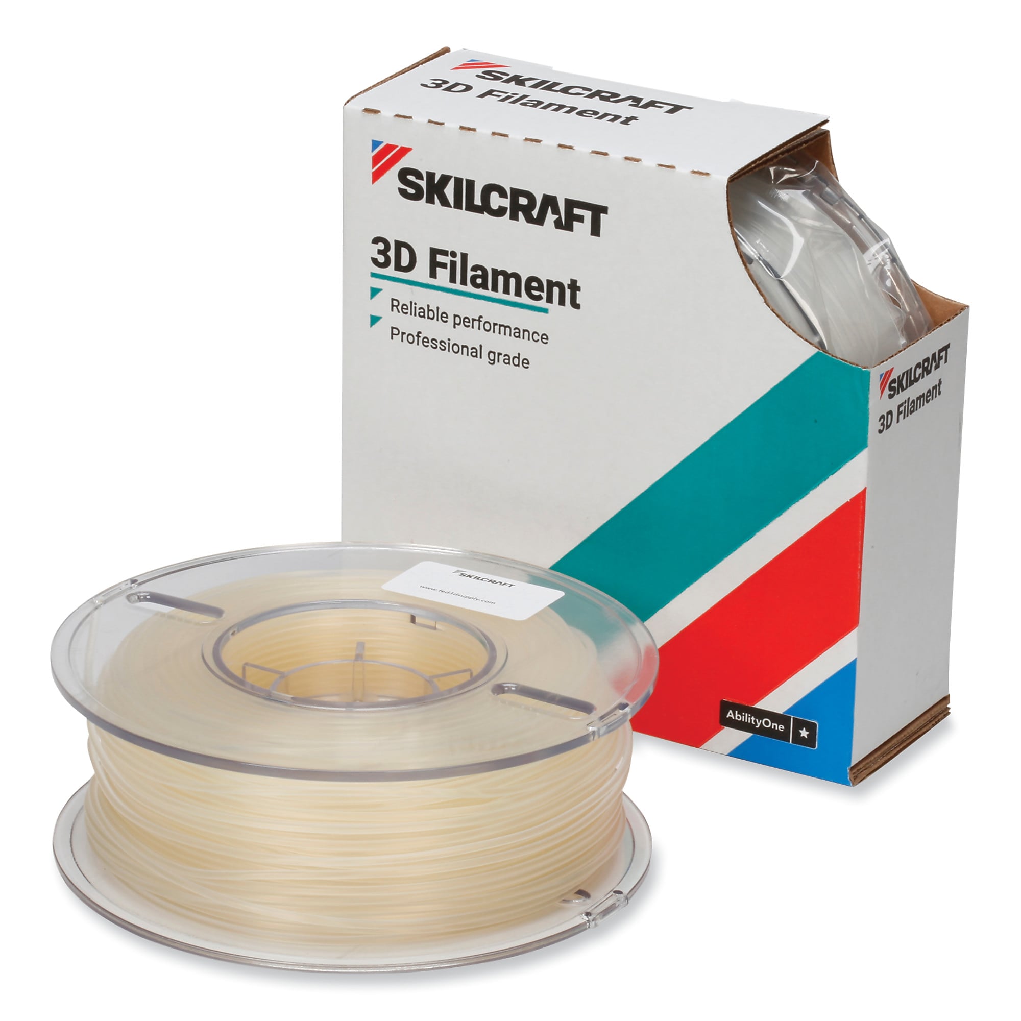 AbilityOne 7045017057358 SKILCRAFT 3D Printer Water Soluble Support Filament, 2.85 mm, Natural