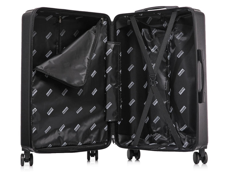 InUSA Drip 24" Hardside Suitcase, 4-Wheeled Spinner, TSA Checkpoint Friendly, Black (IUDRI00M-BLK)