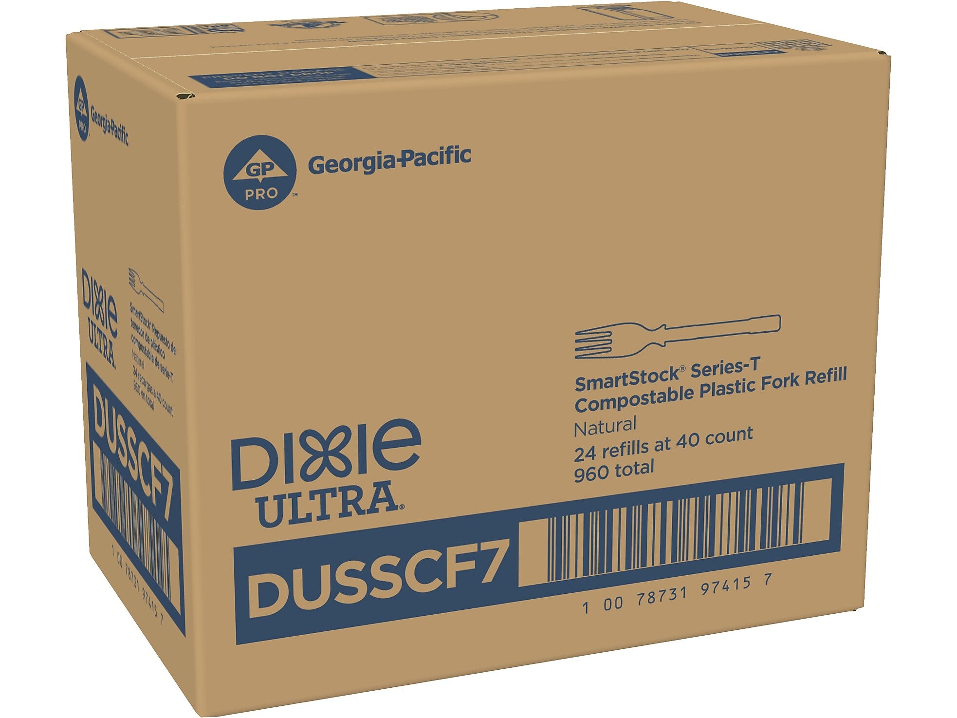 Dixie Ultra SmartStock Series-T Compostable Plastic Fork Refill, Beige, 40/Pack, 24 Packs/Carton (DUSSCF7)