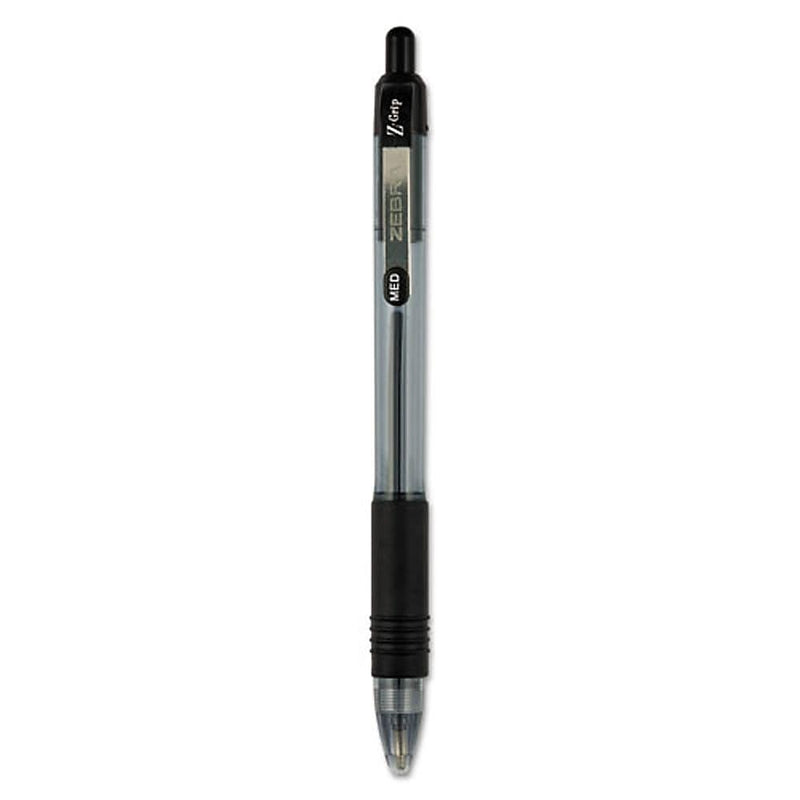 Zebra Z-Grip Retractable Ballpoint Pens, Medium Point, 1.0mm, Black Ink, 24/Pack (12221)