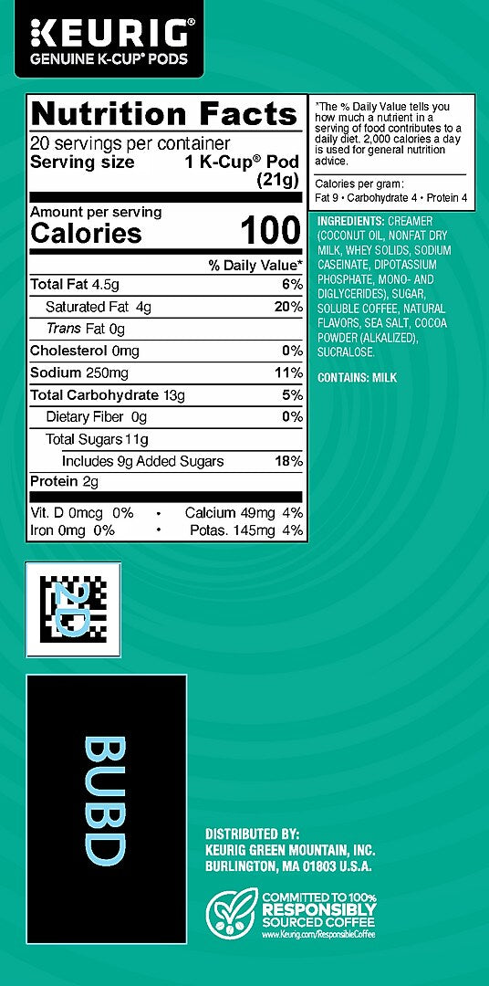 The Original Donut Shop One-Step Vanilla Latte Coffee Keurig K-Cup Pod, Dark Roast, 20/Box, 4 Boxes/Carton (381779CT)