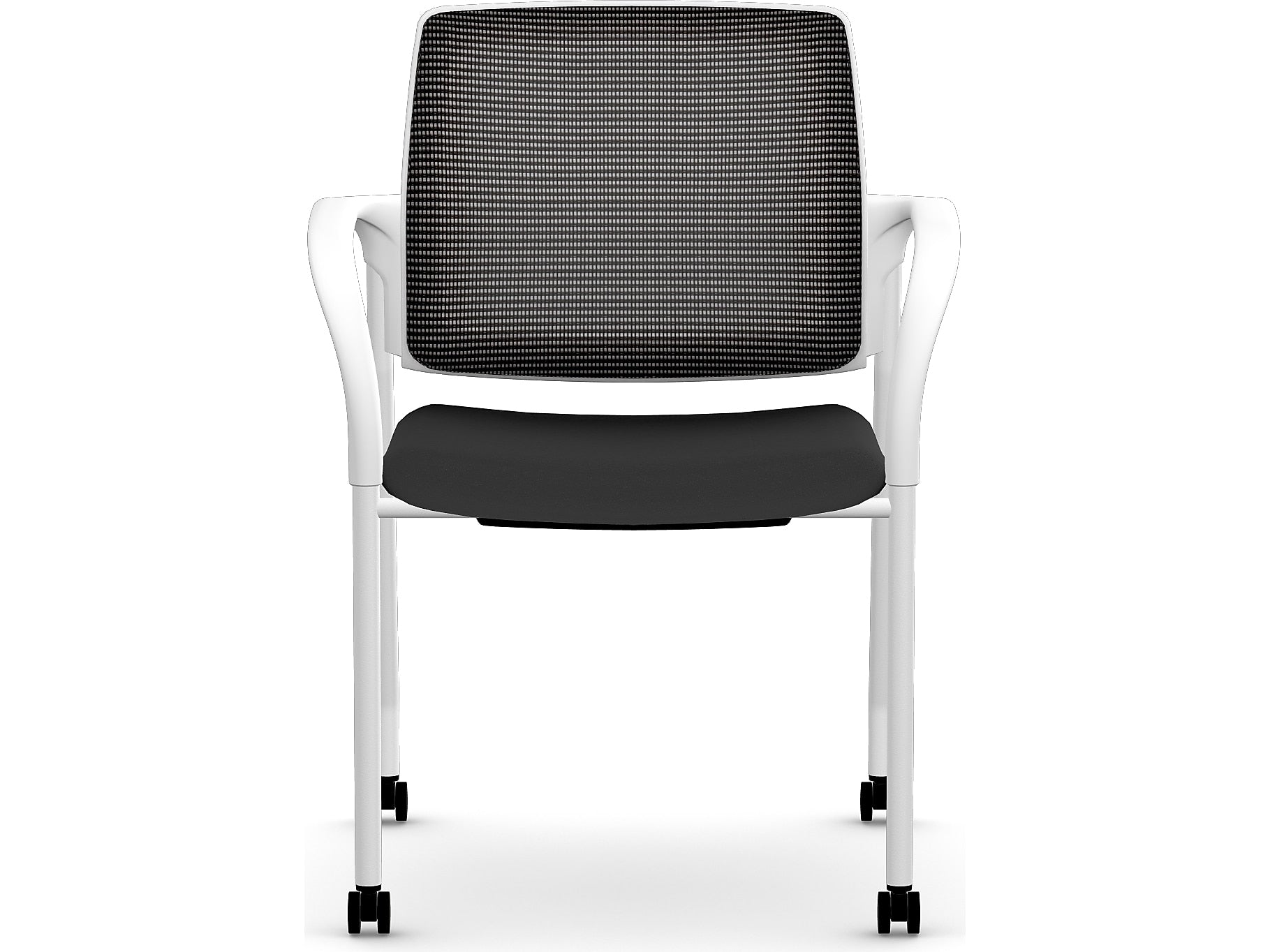 HON Ignition Fabric/Mesh Multipurpose Stacking Chair, Black/Designer White (HIGS6.F.H.IM.CU10.PK7)