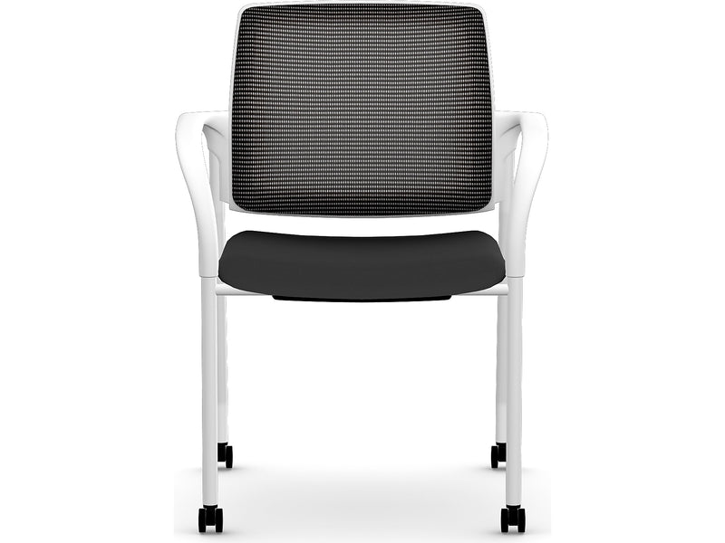 HON Ignition Fabric/Mesh Multipurpose Stacking Chair, Black/Designer White (HIGS6.F.H.IM.CU10.PK7)