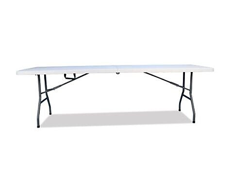 Iceberg Bifold Resin Folding Table, Rectangular, 94.5" x 29.9" x 30", White Granite Top, 2/Pack (ICE61273)