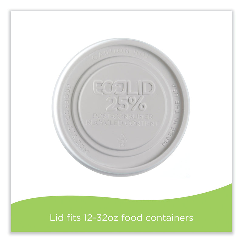 Eco-Products Evolution World EcoLid 25% Recycled Food Container Lid, Fits 12 to 32 oz Containers, White, Plastic, 500/Carton