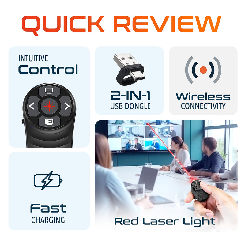 Delton P48 2.4GHz Wireless Presentation Finger Laser Pointer, Black (DLP48)