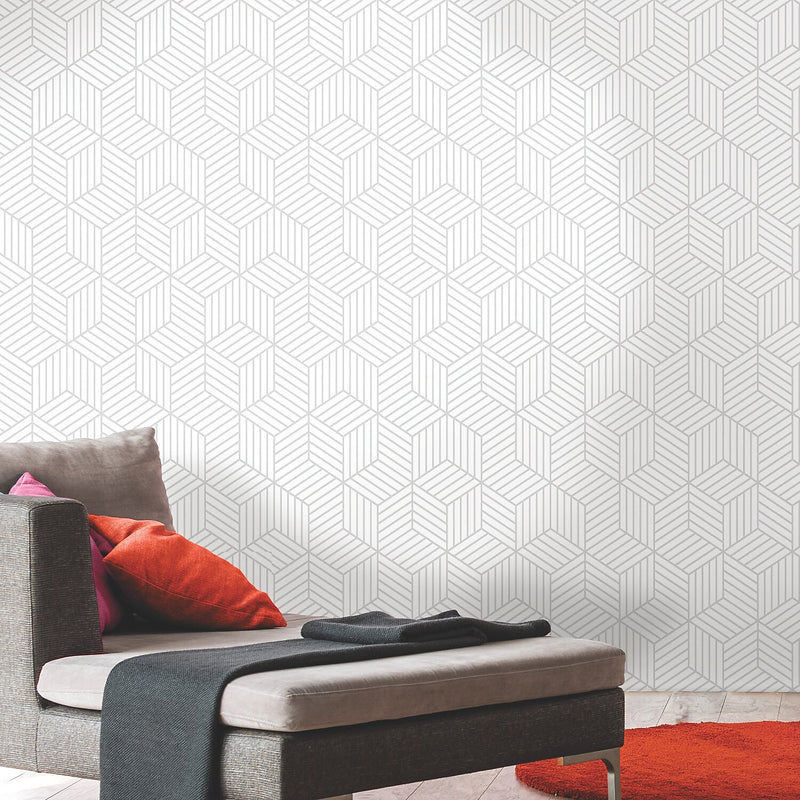 York Wallcoverings Stripped Hexagon Peel and Stick Wallpaper (RMK10705WP)