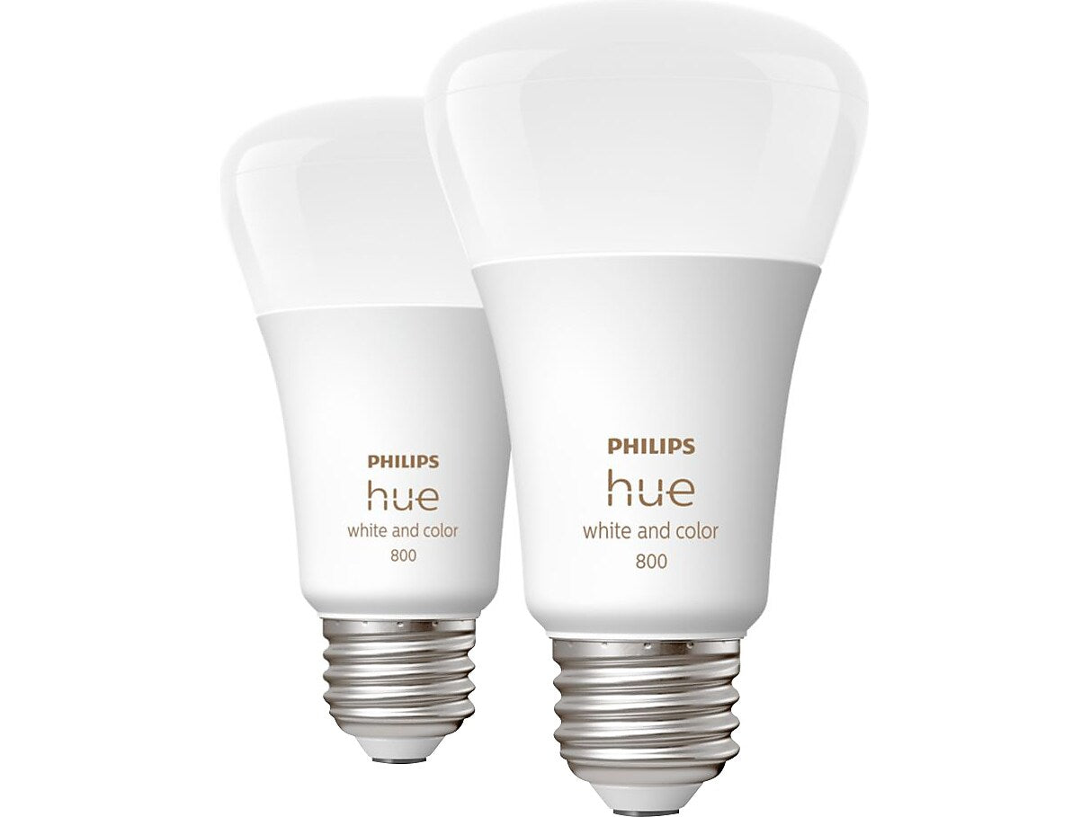 Philips Hue 60W Equivalent A19 LED Smart Light Bulb, Warm White, 2/Pack (548610)