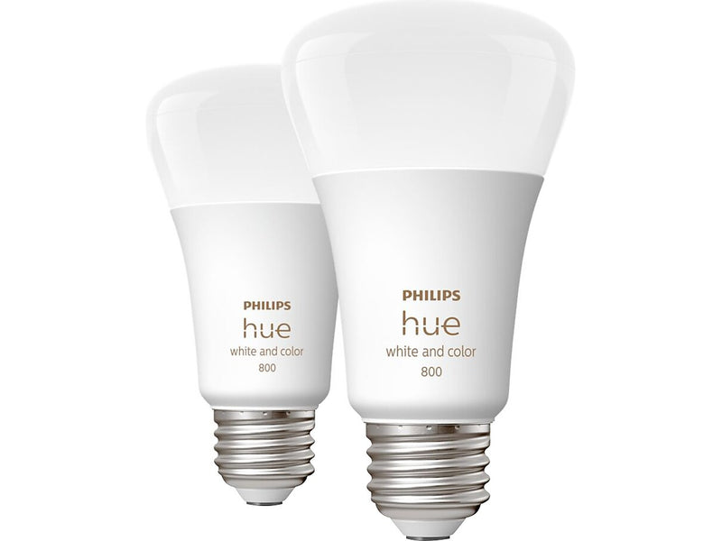 Philips Hue 60W Equivalent A19 LED Smart Light Bulb, Warm White, 2/Pack (548610)