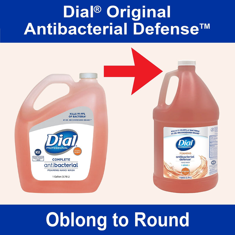Dial Professional Antibacterial Defense Foaming Hand Soap Refill, Original Scent, 1 Gal., 4/Carton (17000354521)