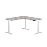 VersaDesk PowerLift 60"W Electric L-Shaped Adjustable Standing Desk, Gray/White (PLLSD6060-WG-APP)