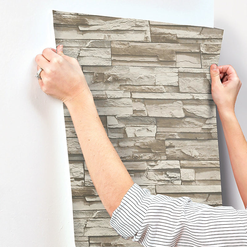 York Wallcoverings Stacked Stone Peel and Stick Wallpaper (RMK9025WP)