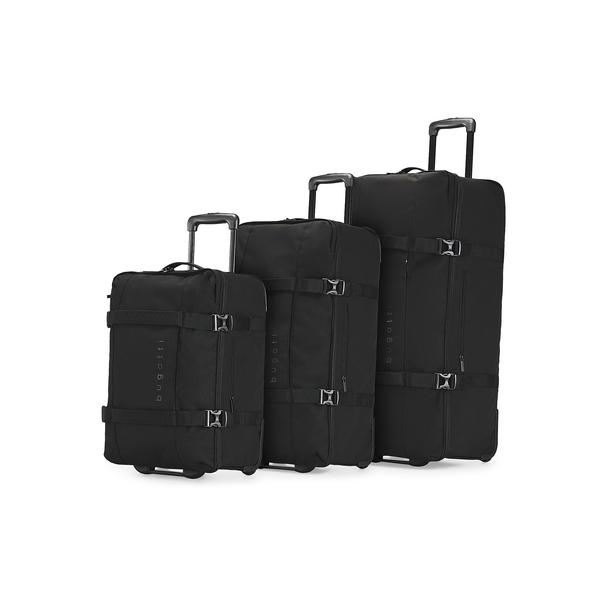 Bugatti Denver 3-Piece Polyester Telescoping Travel Duffel Set with Wheels, Black (DUFW9503XLBU-BLA)