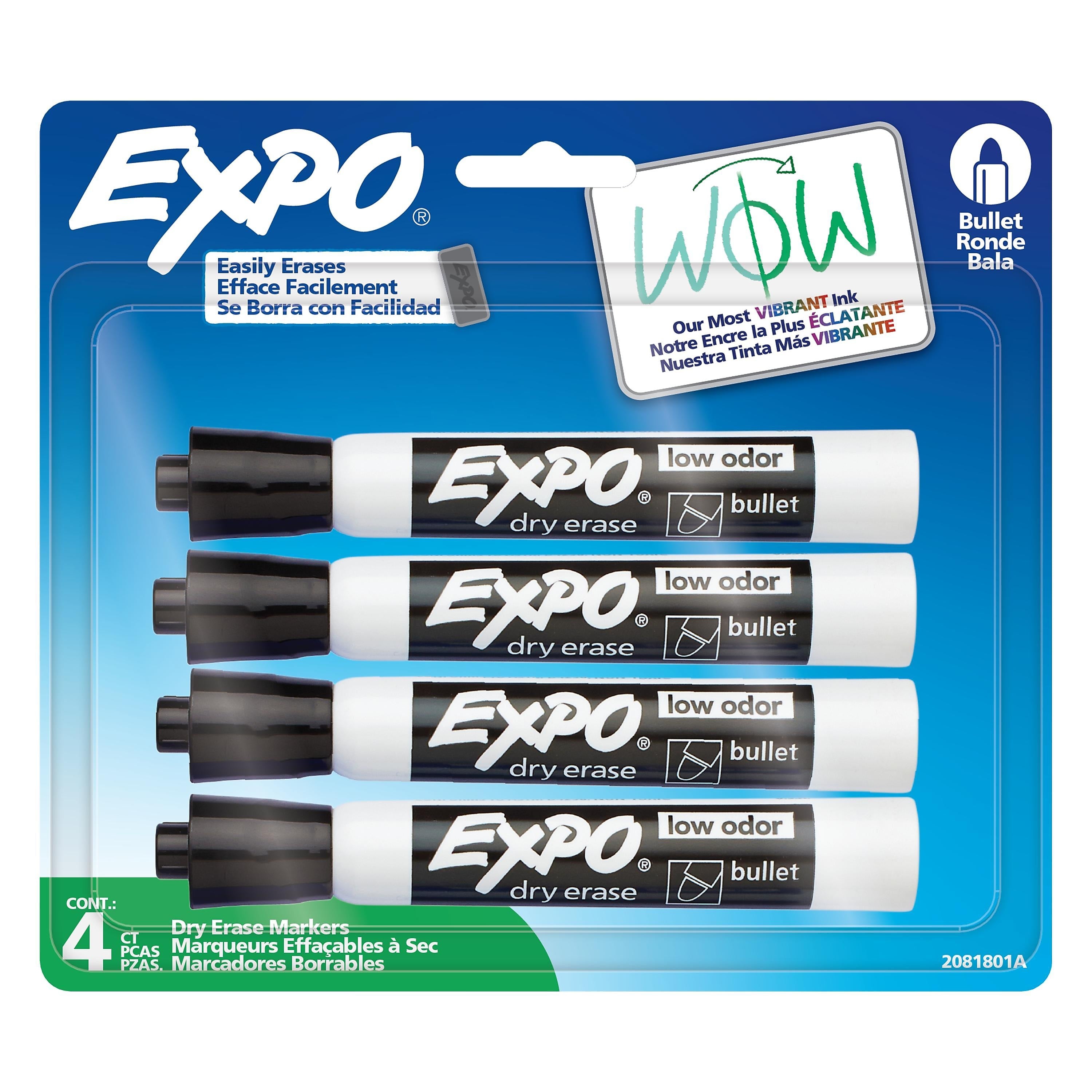 Expo Dry Erase Markers, Bullet Tip, Black, 4/Pack (2081801)
