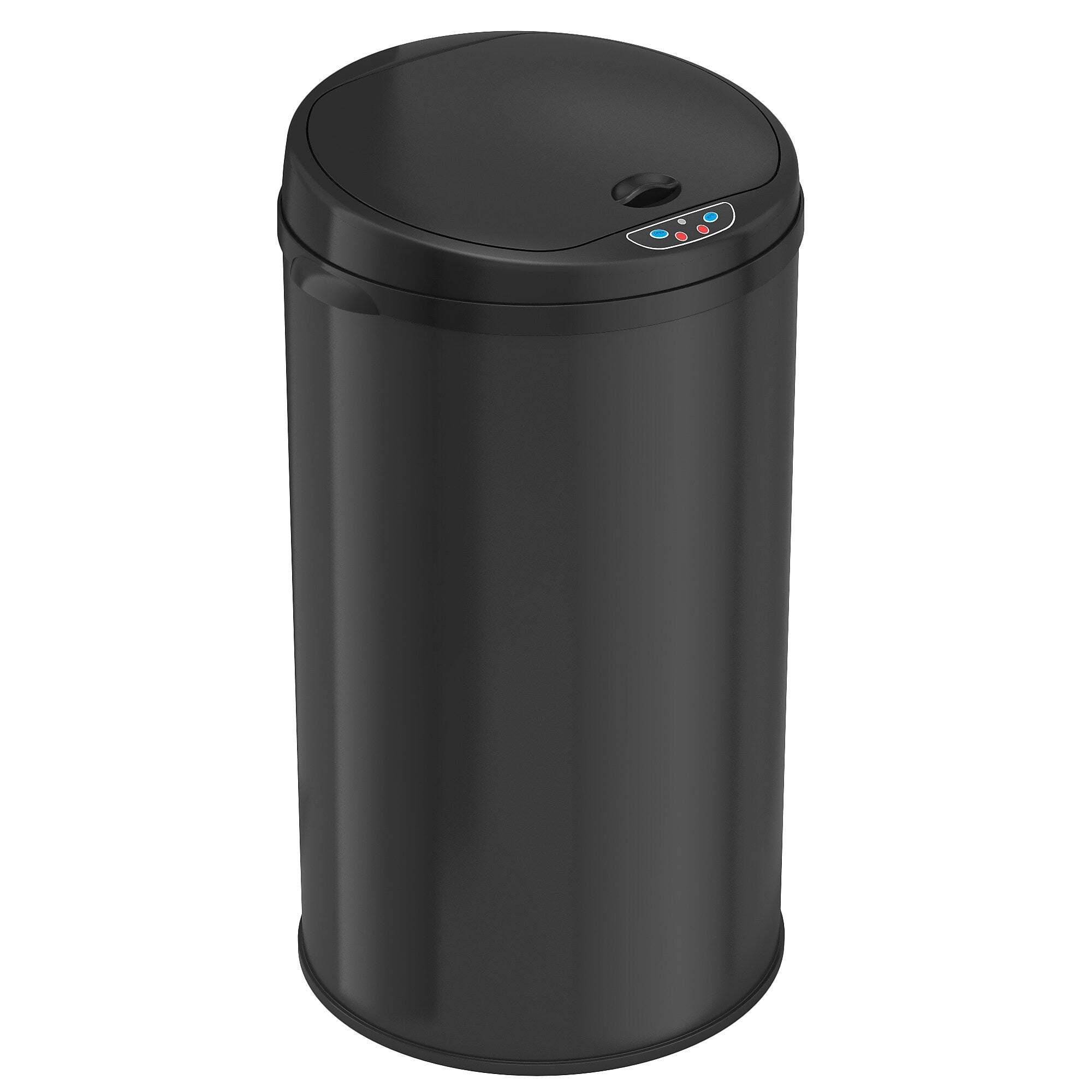 iTouchless Stainless Steel Round Sensor Trash Can with AbsorbX Odor Control System, 8 Gallon, Black (MT08RB)