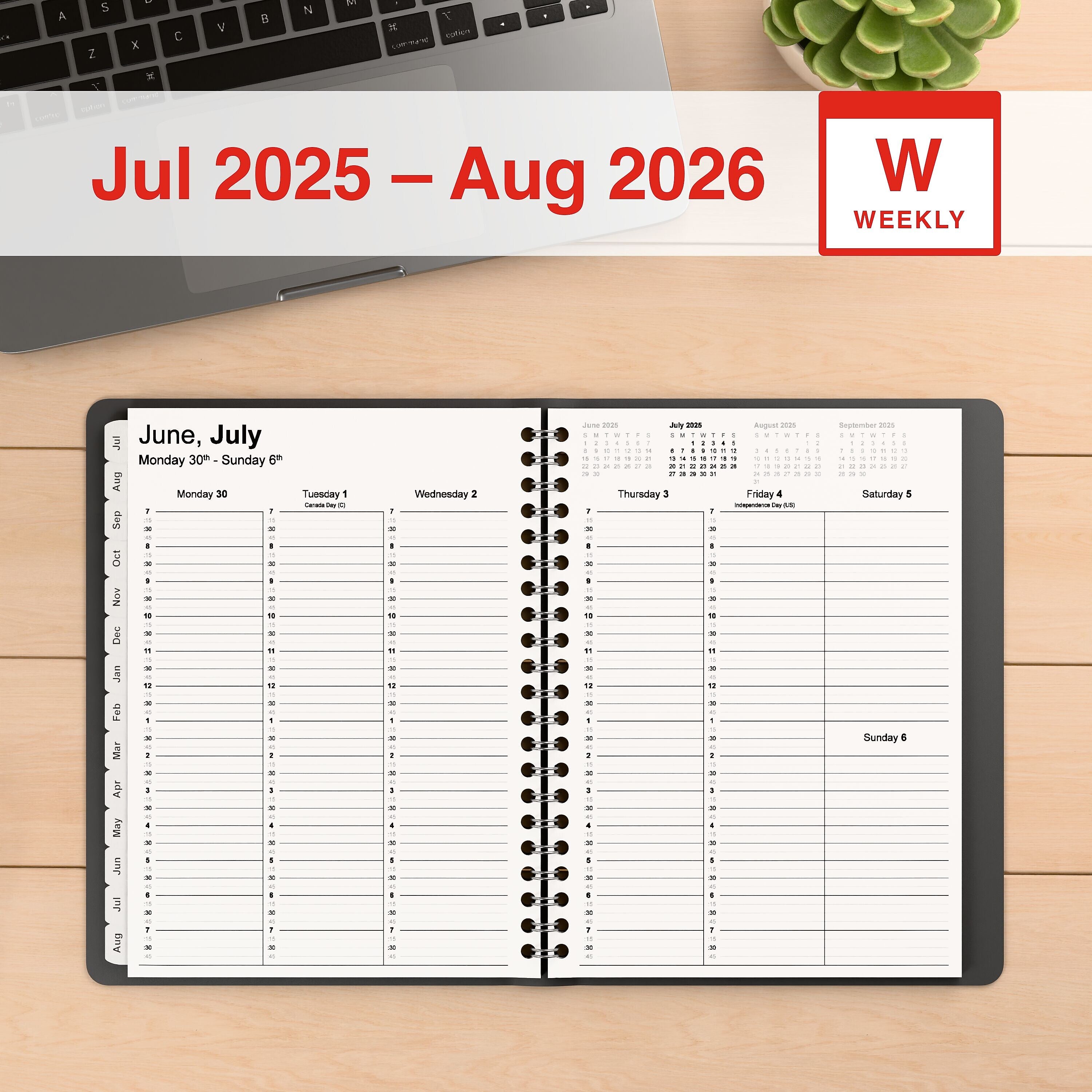 2025-2026 Staples 8" x 11" Weekly & Monthly Appointment Book, Black (ST60363-25)