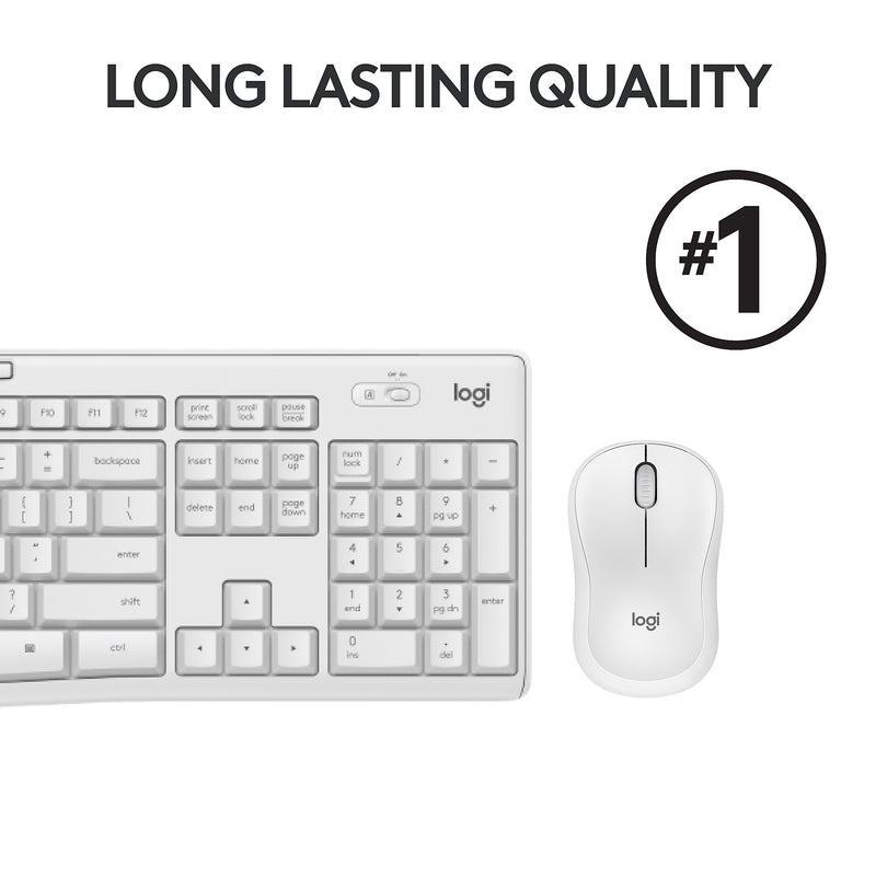 Logitech MK295 Silent Keyboard and Mouse Combo, Off White (920-009783)