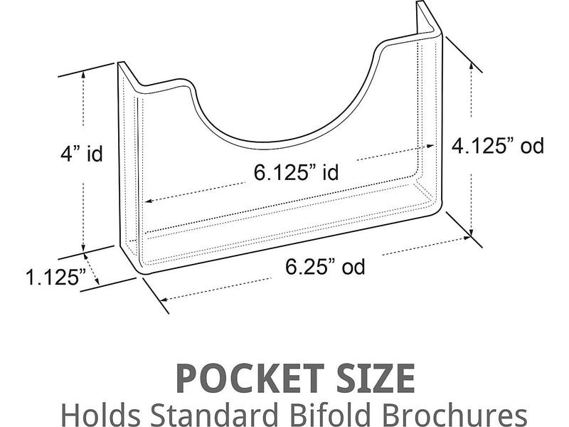 Azar Brochure Holder, 13" x 23.5", Vertical, Wall Mounted, Clear, Acrylic, 2/Pack (252091)