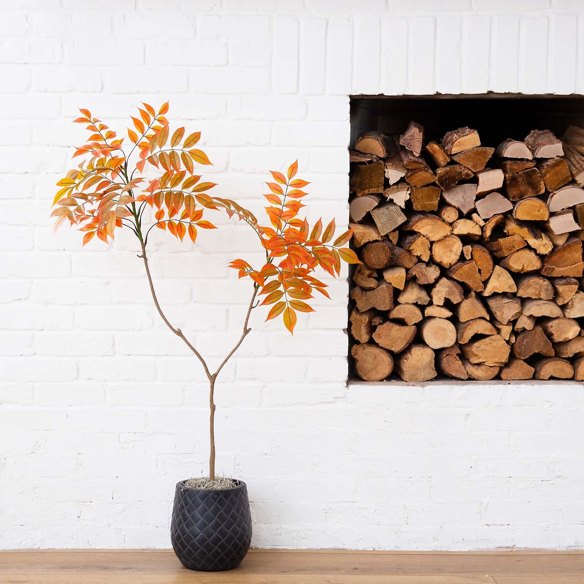 Nearly Natural 4' Autumn Minimalist Sumac Artificial Fall Tree (T4828)