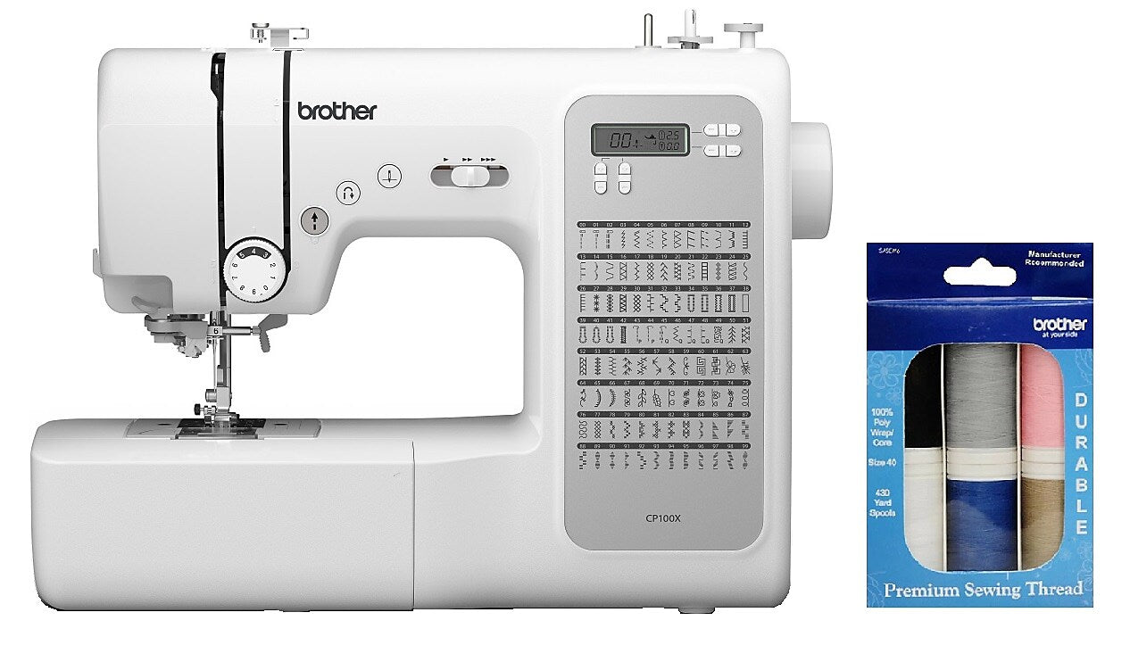 Brother Quilting Sewing Machine with 6-Piece Premium Sewing Thread Pack (CP100XSEW6-STP)