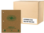 Roaring Spring Paper Products Environotes 3-Subject Notebooks, 9" x 11", College Ruled, 100 Sheets, Brown, 24/Pack (13484CS)