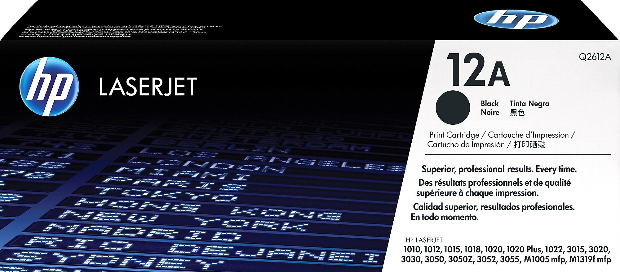 HP 12A Black Standard Yield Toner Cartridge, Prints Up to 2,000 pages (Q2612A)