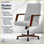 Finch NEO ONE Ergonomic Velvet Fabric/Wood Swivel Executive Chair, Gray (52304-GRY)