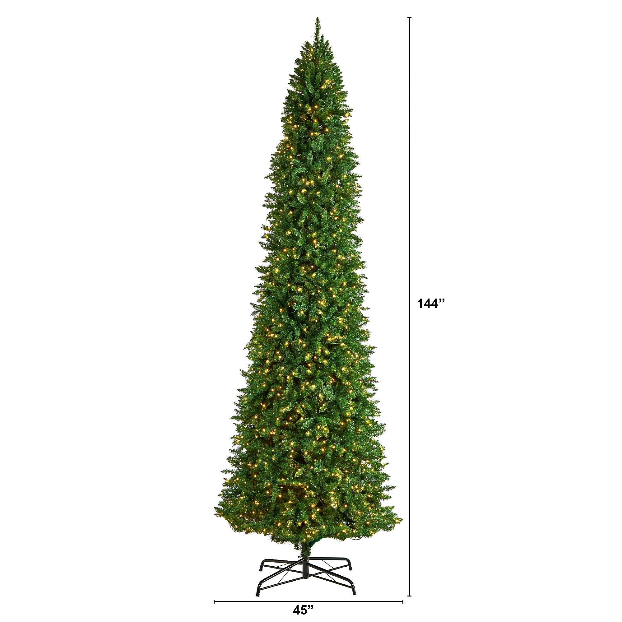 Nearly Natural 12-ft Slim Green Mountain Pine Artificial Christmas Tree with 1100 Clear LED Lights and 3235 Tips (T3330)