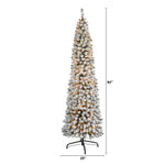 Nearly Natural 7-ft Flocked Pencil Artificial Christmas Tree with 400 Clear Lights and 574 Bendable Branches (T1907)