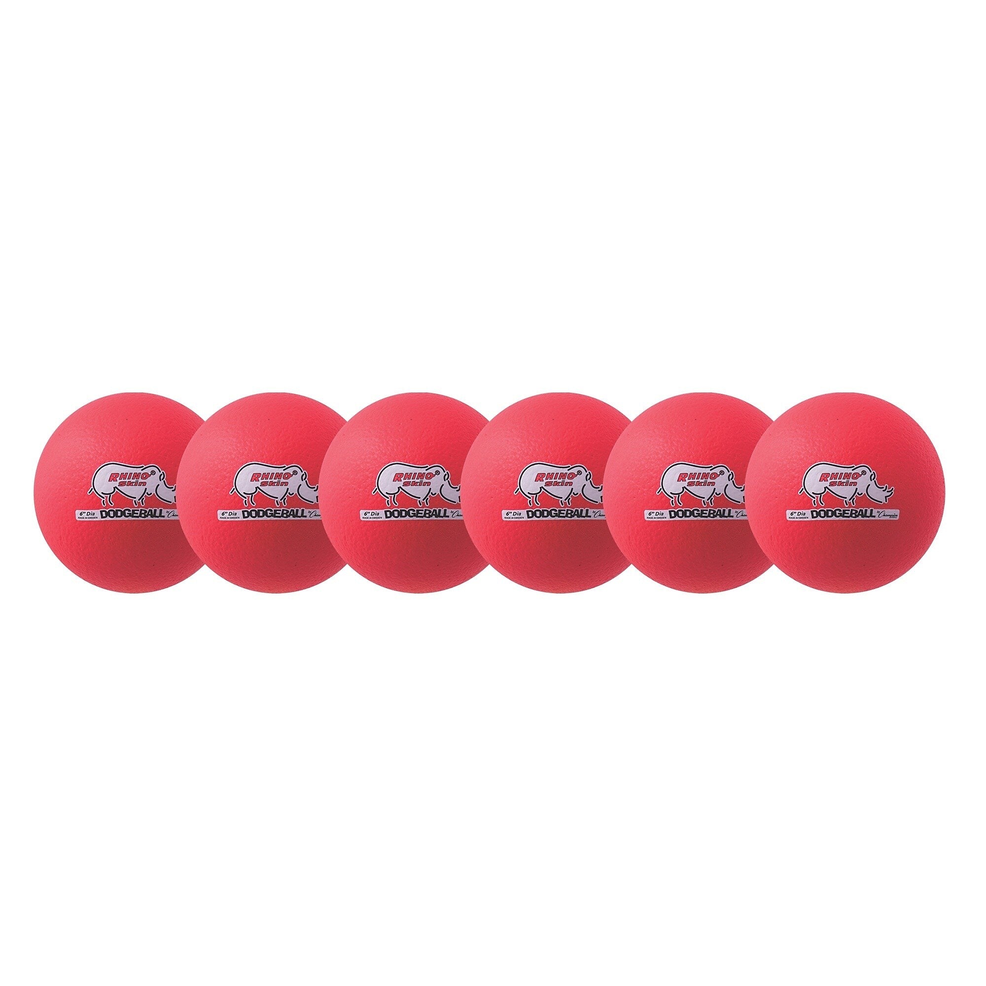 Champion Sports Rhino Skin Dodgeball Set, Neon Red, 6/Set (CHMP216)