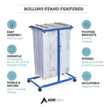 AdirOffice Steel Rolling Stand Plan Center, Blue (614-BLU)