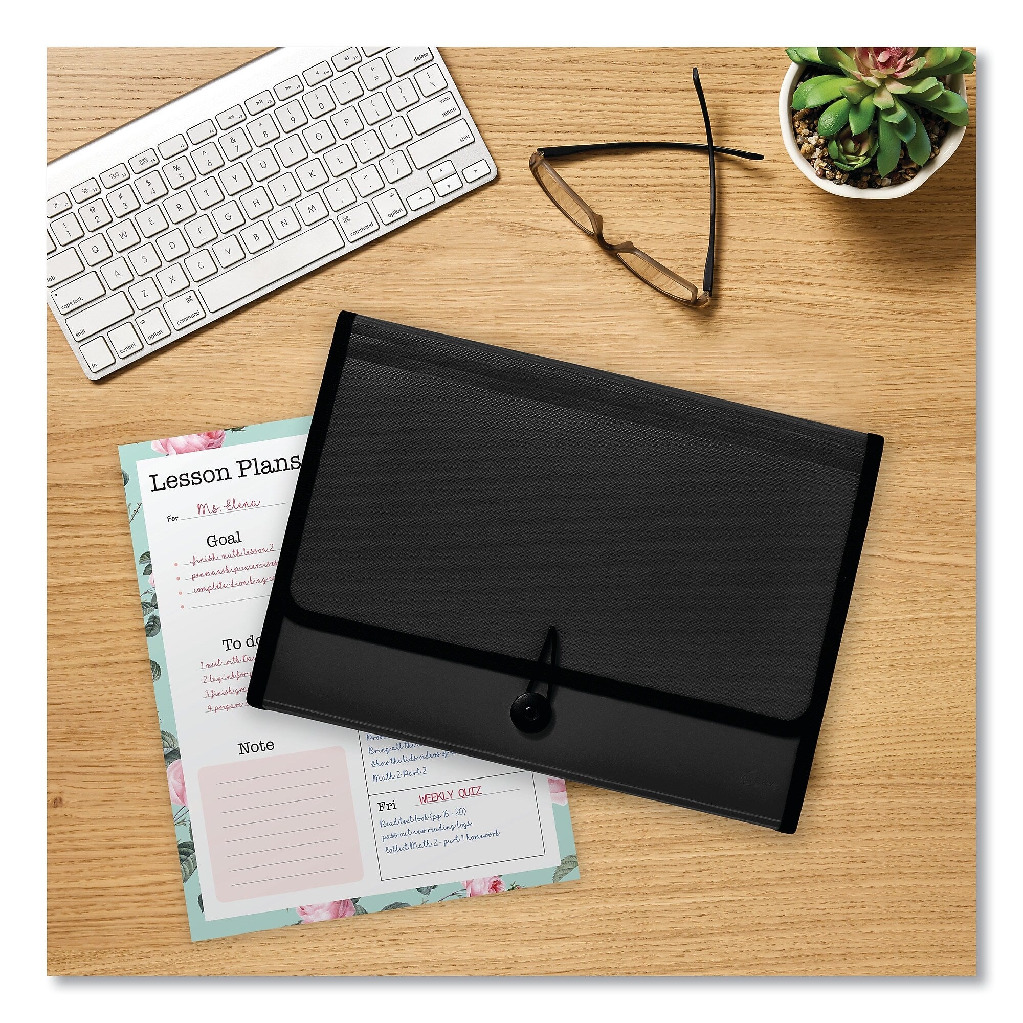 Avery Expanding File Folder Organizer, 7 Sections, Hook/Loop Closure, Letter Size, Black