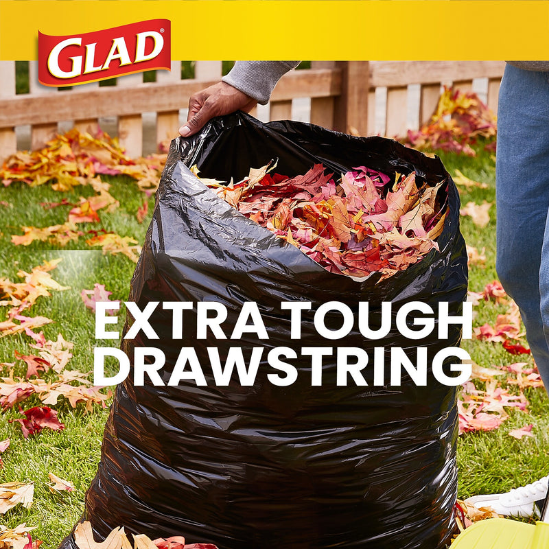 Glad Quick-Tie 39 Gallon Lawn & Leaf Bags, Black, 12 Total Bags (70028)