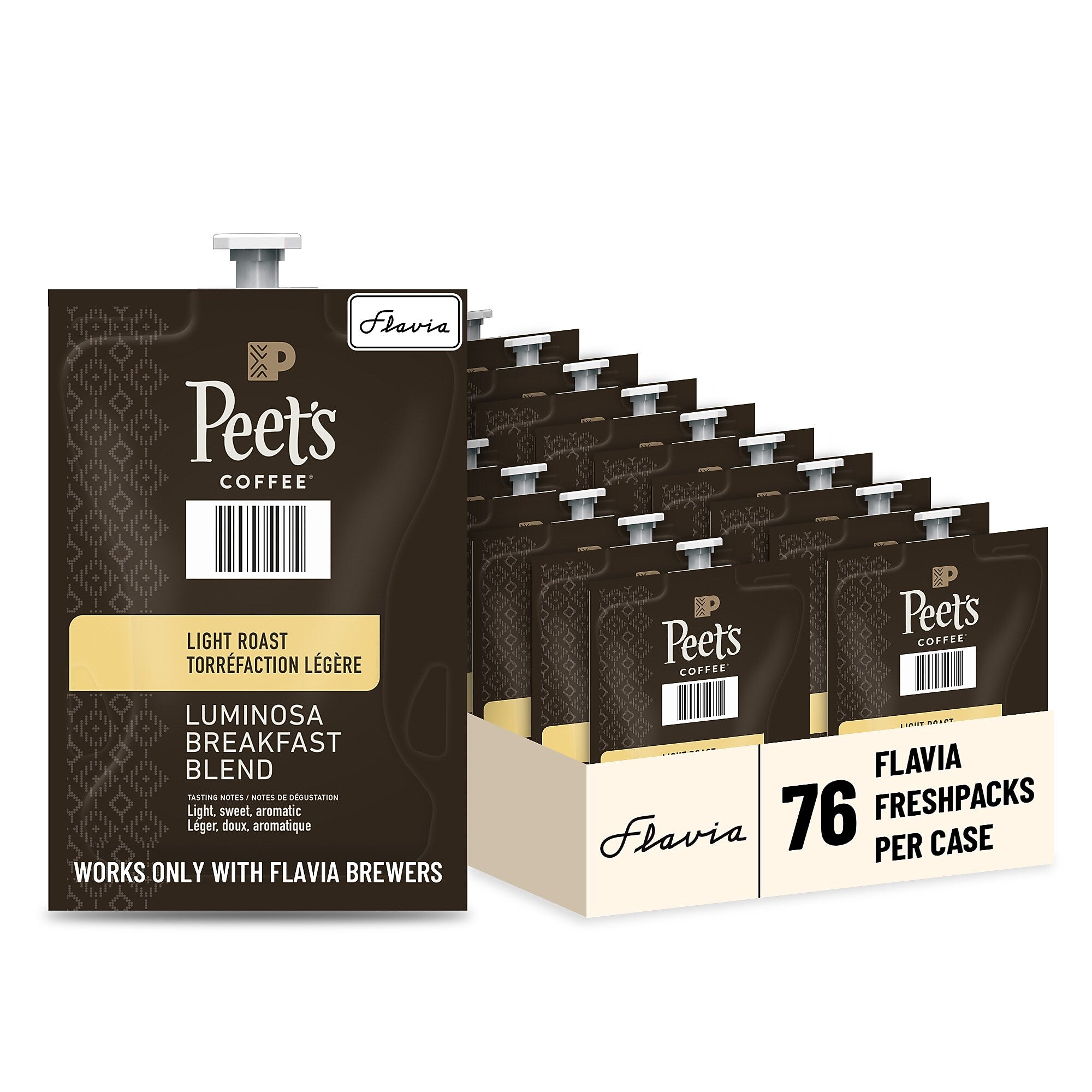 Peet's Coffee Colombia Luminosa Breakfast Blend Coffee Flavia Freshpacks, Light Roast, 76 Packs/Carton (LPC00264)