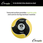 Champion Sports 15 lbs. Rhino Elite Medicine Ball, Yellow (CHMP700)