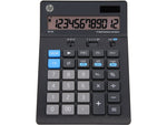 HP BC120 12-Digit Battery/Solar Powered Basic Calculator, Black/Gray (91074U)