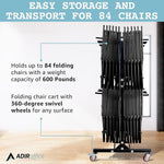 AdirOffice Two Tier Steel Chair Cart, 84 Chair Capacity, Black (690-03)