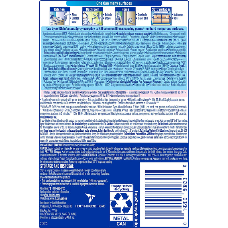 Lysol Disinfectant Spray, Early Morning Breeze, 12 oz. (RAC80833EA)