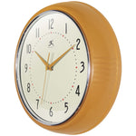 Infinity Instruments Round Retro Saffron Wall Clock, Aluminum, 12" (10940SY-12)