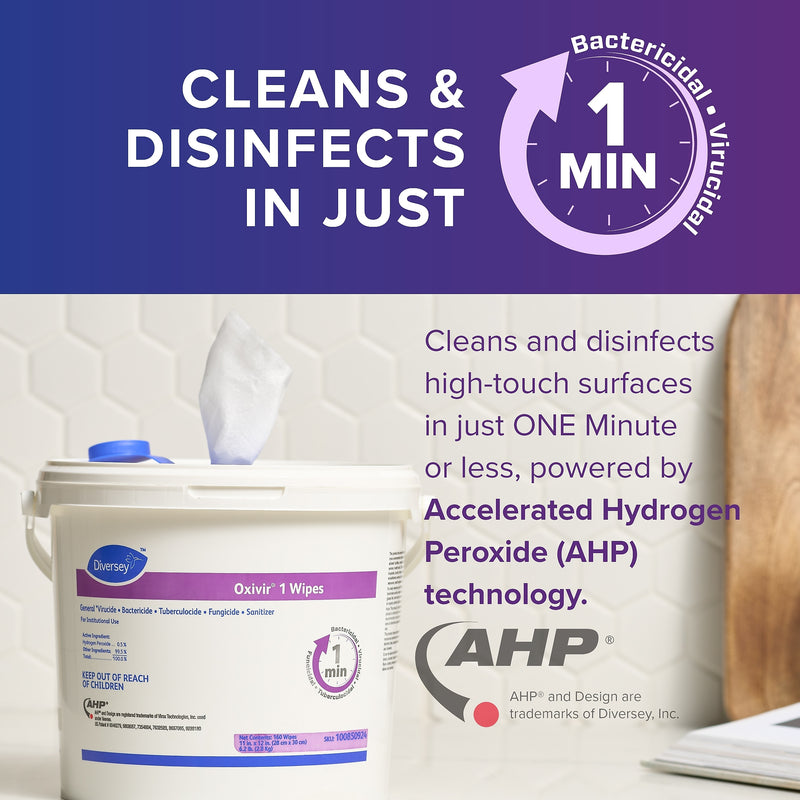 Diversey Oxivir 1 Disinfecting Wipes, 160 Wipes/Container, 4/Carton (100850924)