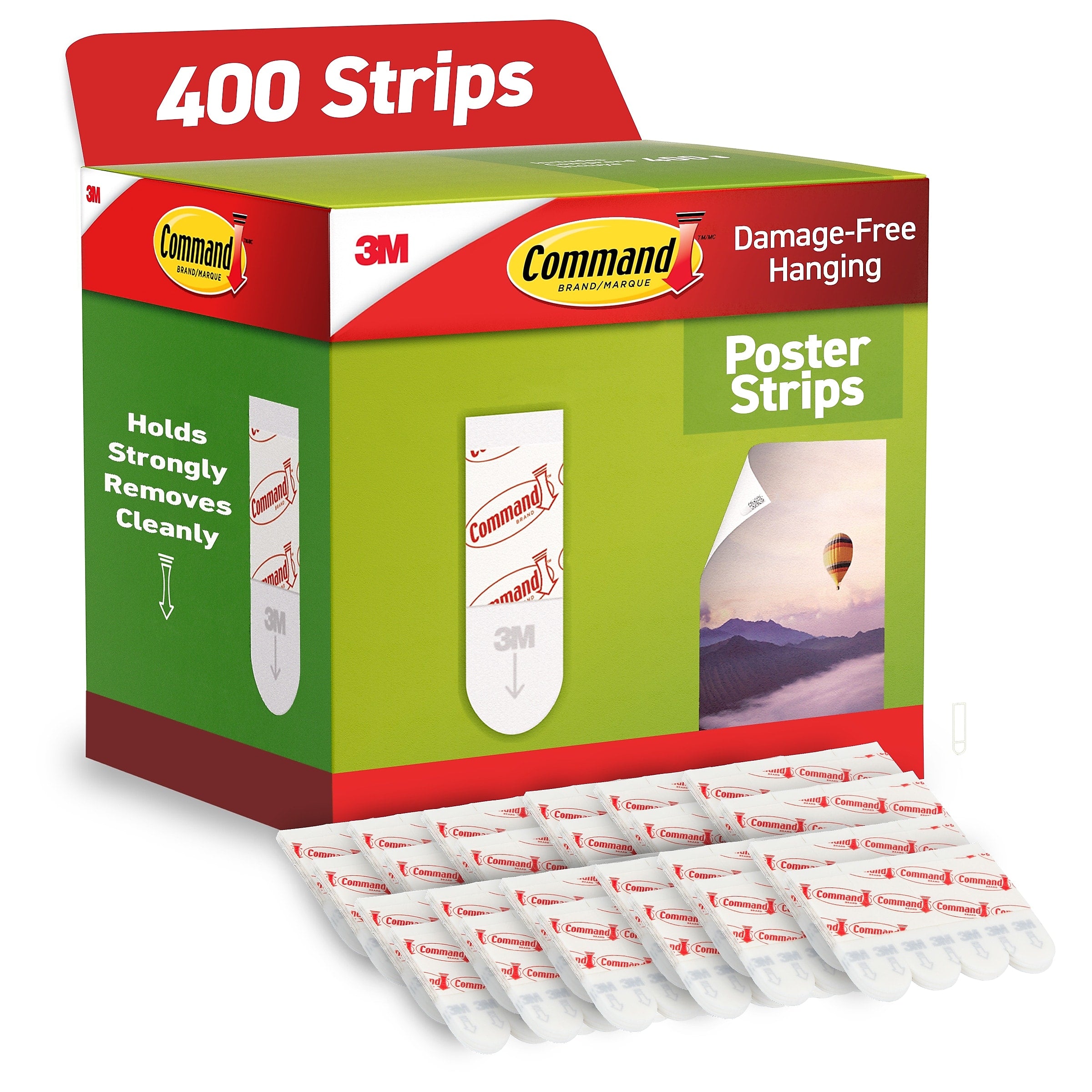 Command Small Poster Strips, White, 4 Strips/Pack, 100 Sets/Pack (17024CABPK)