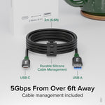 Plugable 6.6' USB-C to USB-A Cable, Black (USBC-A2M)