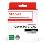 Staples Remanufactured Black High Yield Ink Cartridge Replacement for Canon PG-210 XL (TR2973B001/ST2973B001)