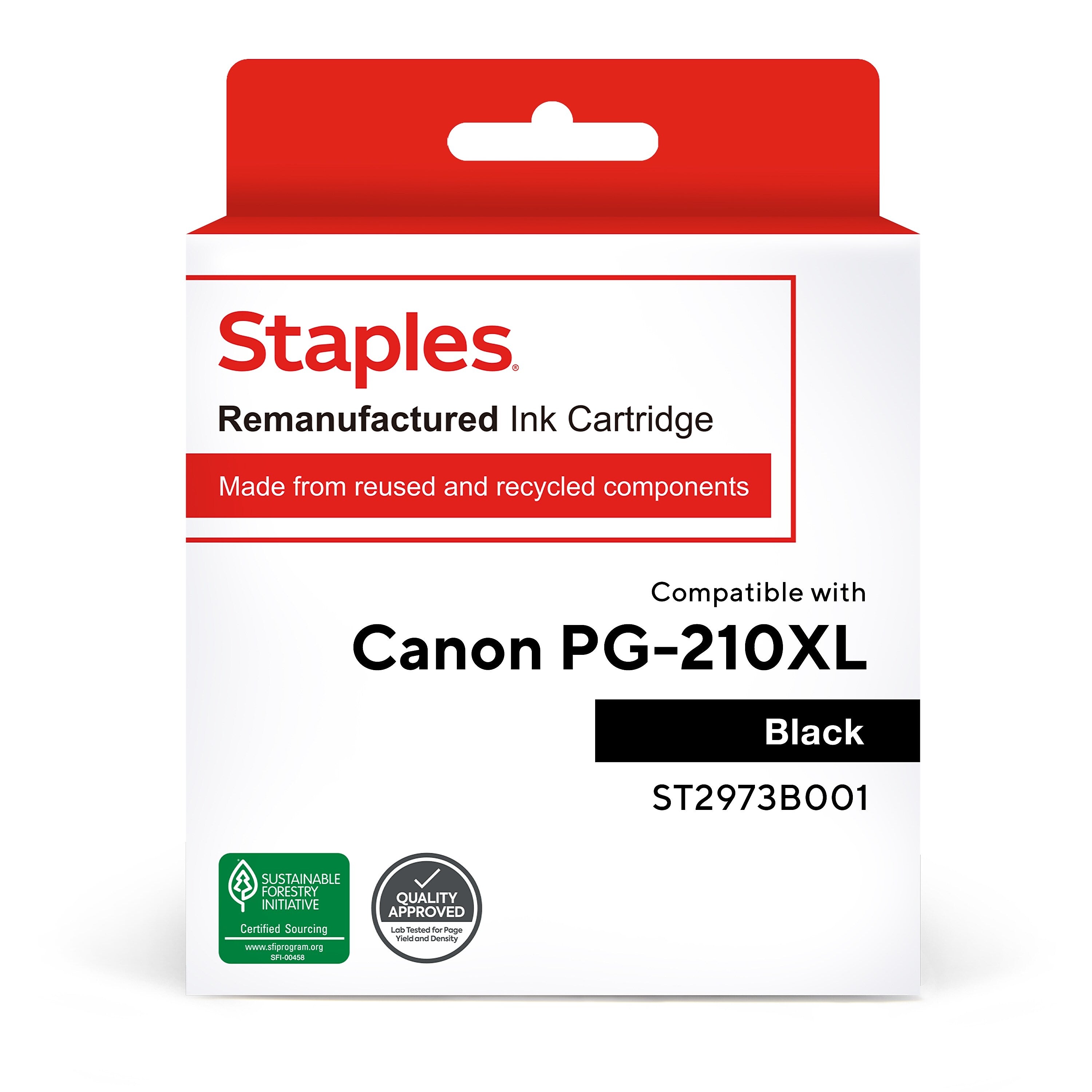 Staples Remanufactured Black High Yield Ink Cartridge Replacement for Canon PG-210 XL (TR2973B001/ST2973B001)