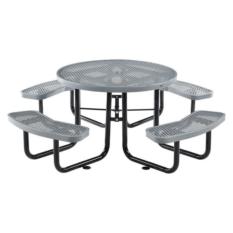 Global Industrial 46" Round Picnic Table, Expanded Metal, Gray (277150GY)