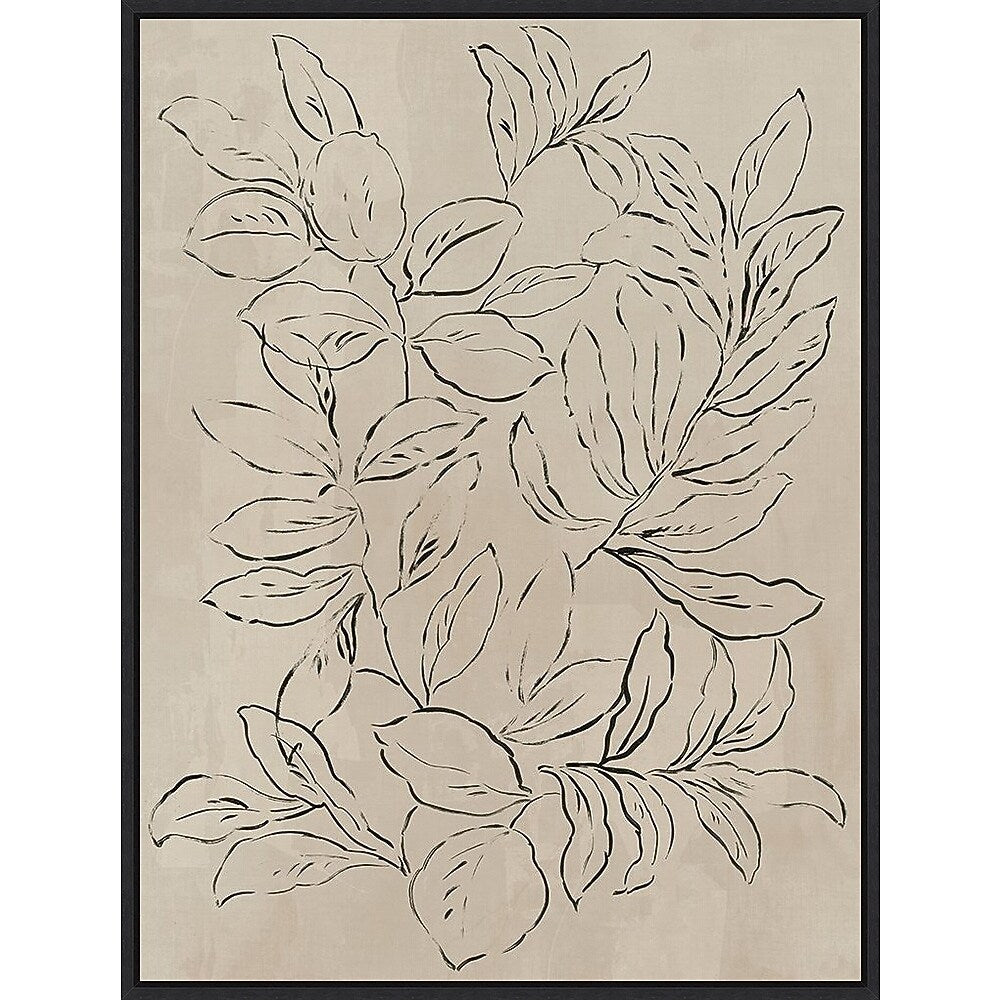 Amanti Art Outlined Leaves II by Asia Jensen Framed Canvas Wall Art Print, 32" x 42" (A42677748496)