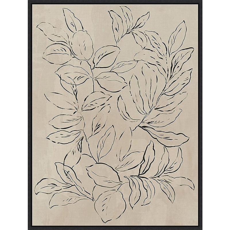 Amanti Art Outlined Leaves II by Asia Jensen Framed Canvas Wall Art Print, 32" x 42" (A42677748496)