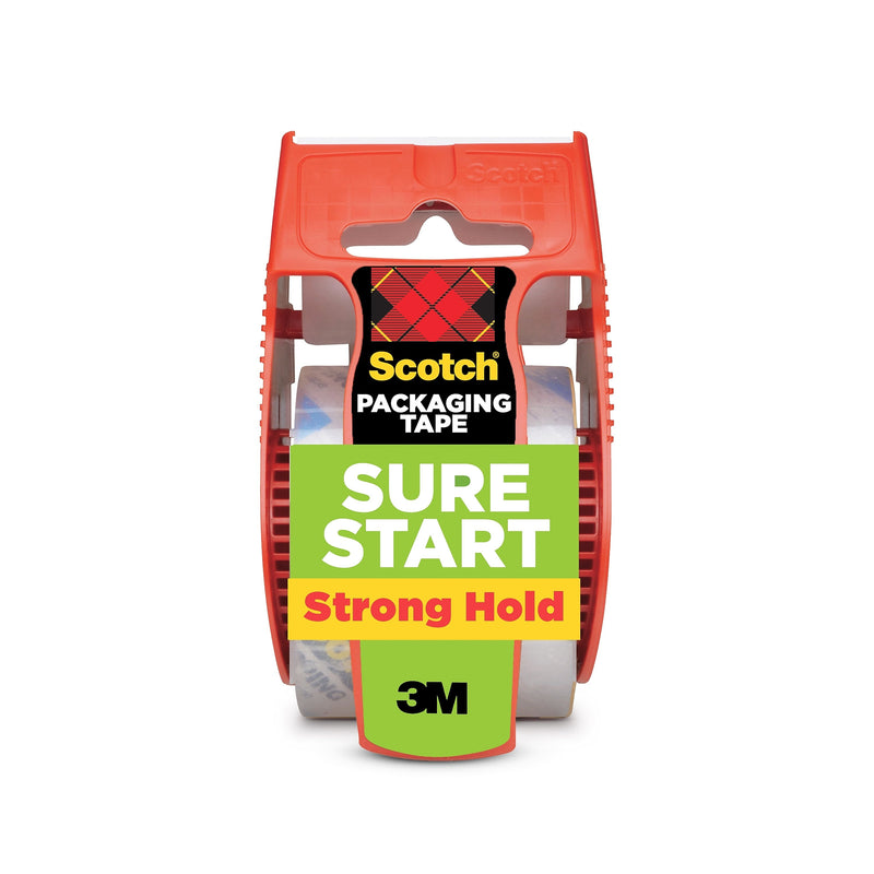 Scotch Sure Start Shipping Packing Tape with Dispenser, 1.88" x 22.2 yds., Clear (145)